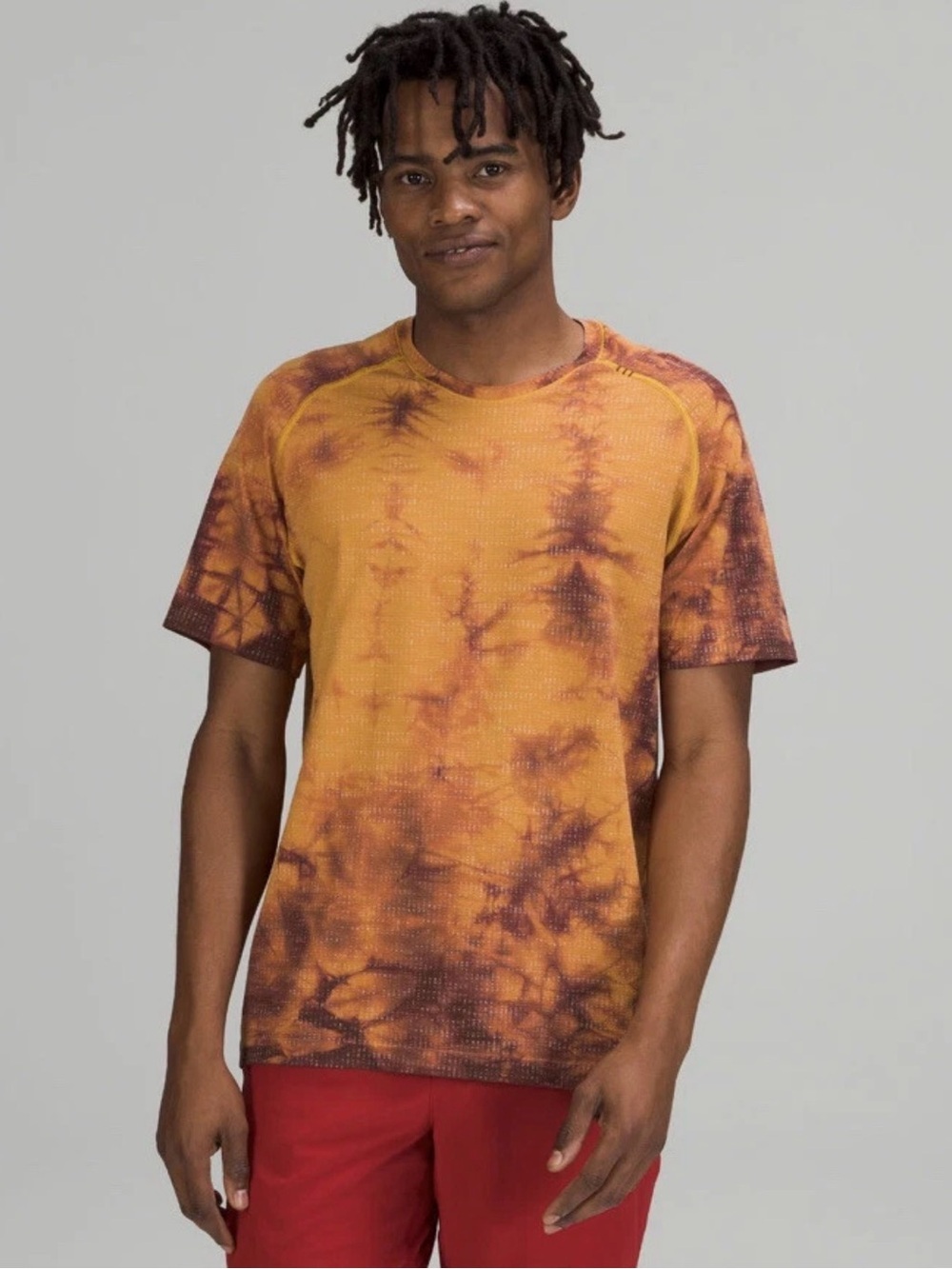 Lululemon Metal Vent Tech 2.0 XStatic Tie Dye Short Sleeve Shirt XL Orange Brown